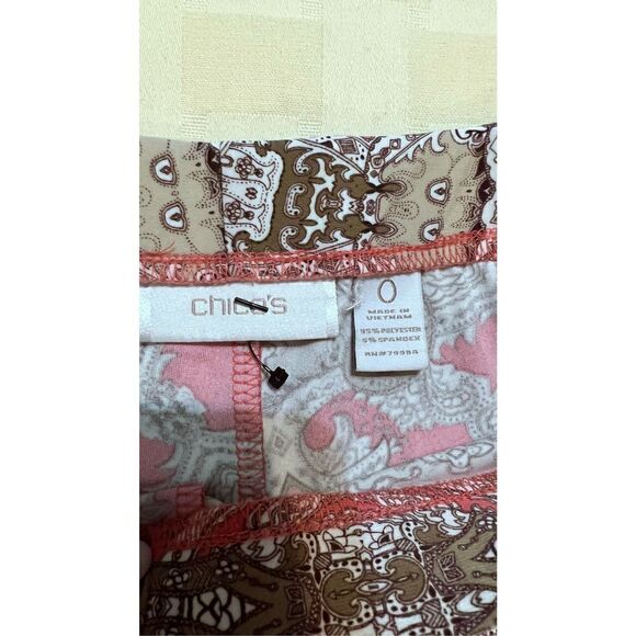 CHICOS PINK BROWN PALAZZO PANTS SIZE 8-10 - Picture 4 of 8